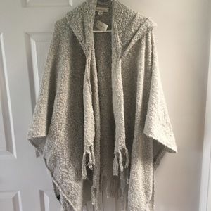 New with tags! Francesca's hooded ruana sweater